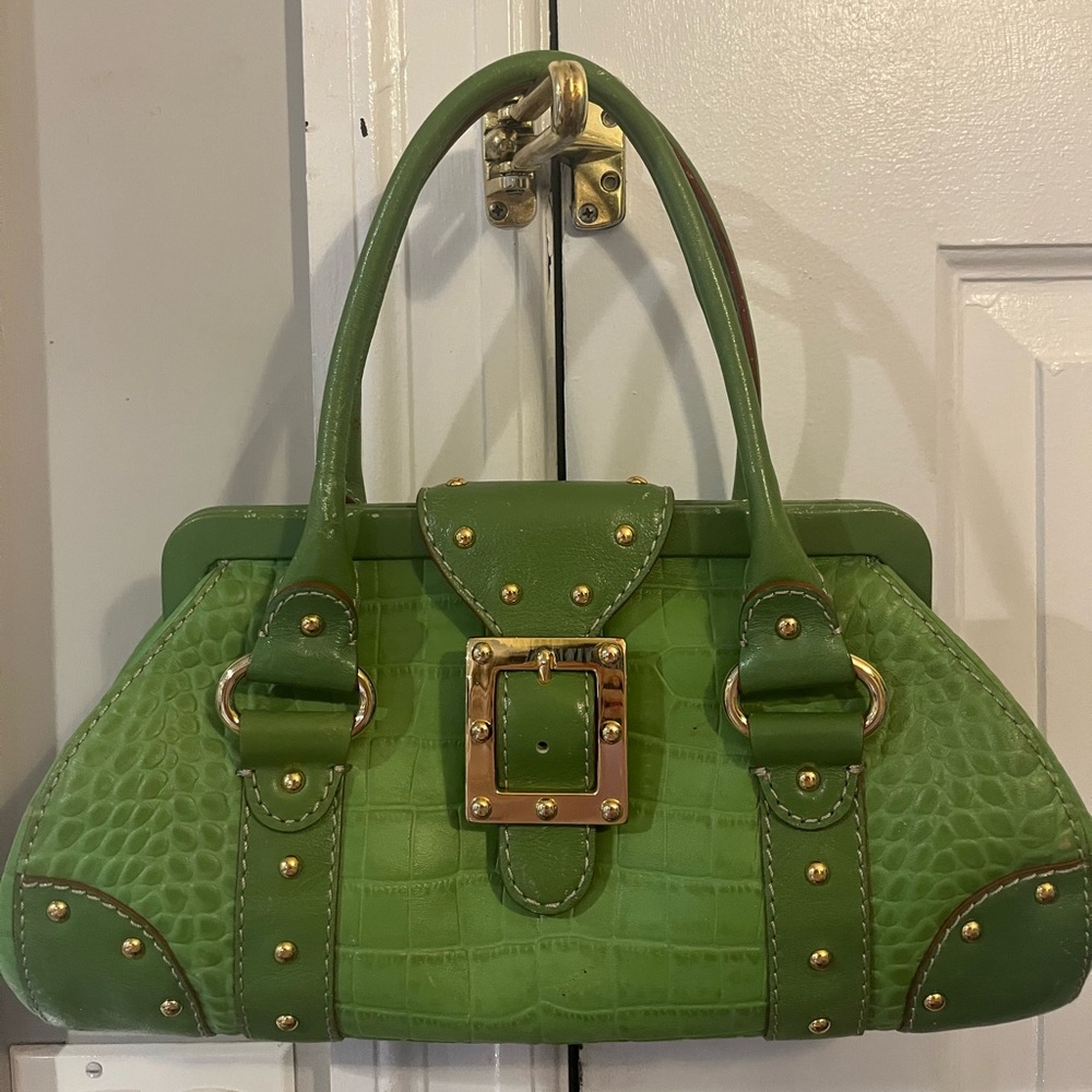 Michael Kors Green STATEMENT PIECE Buckle Designer Handbag